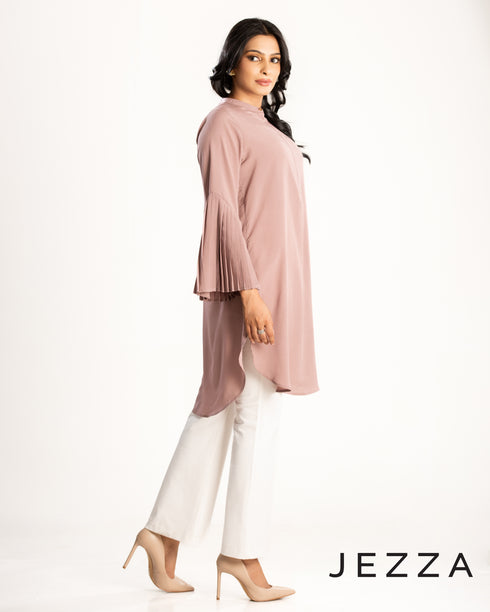 Pleated Sleeve Crepe Knee Top 62332